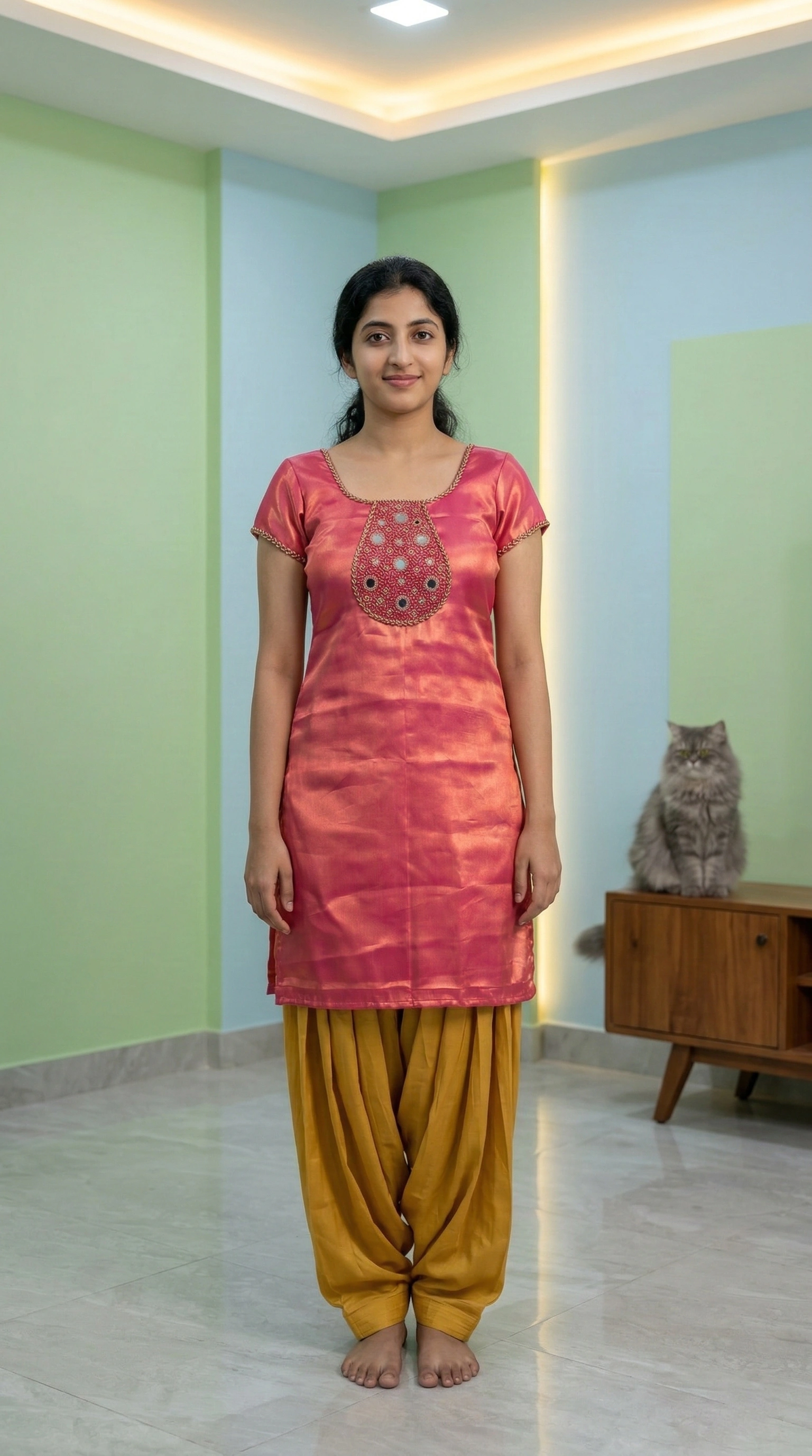 Mirror and Bead Work on Kurti