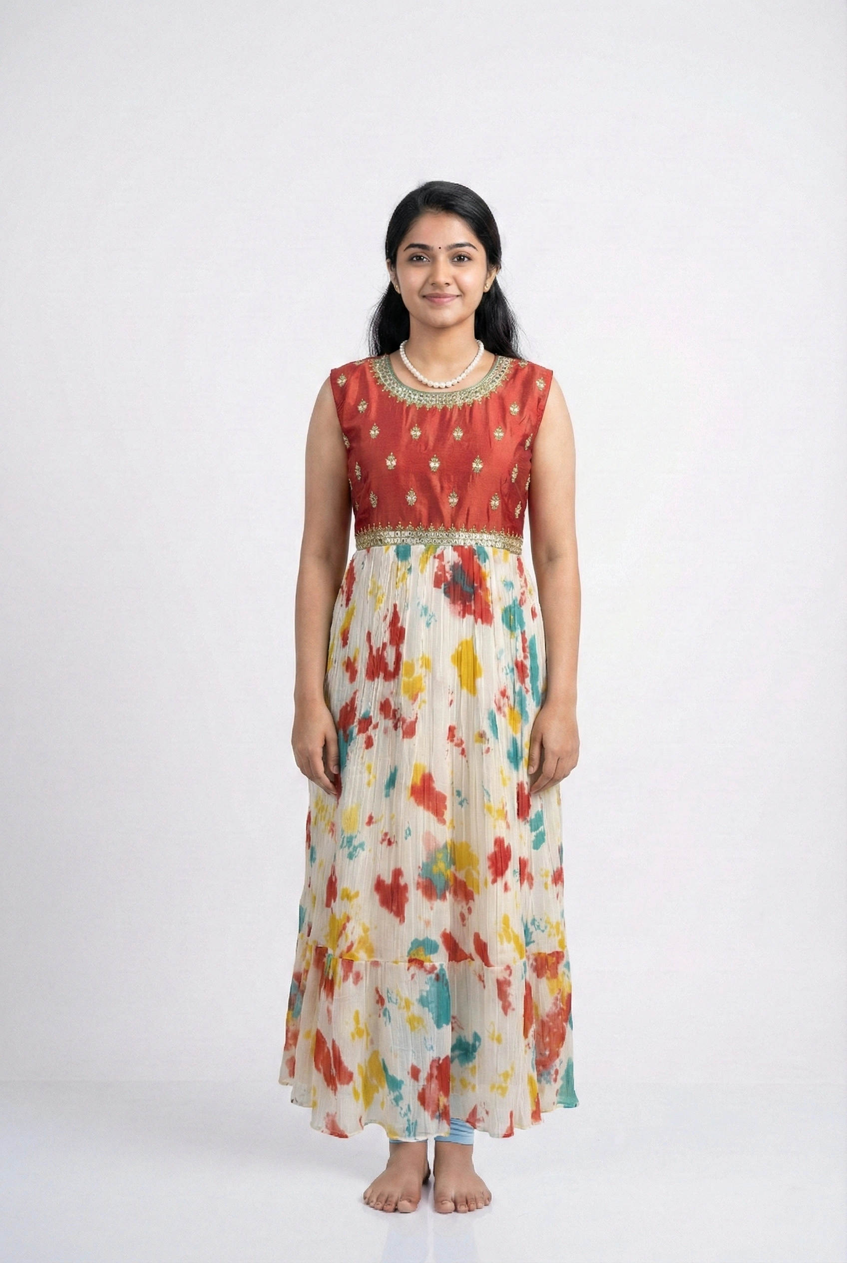 Semi Silk and Chiffon Gown