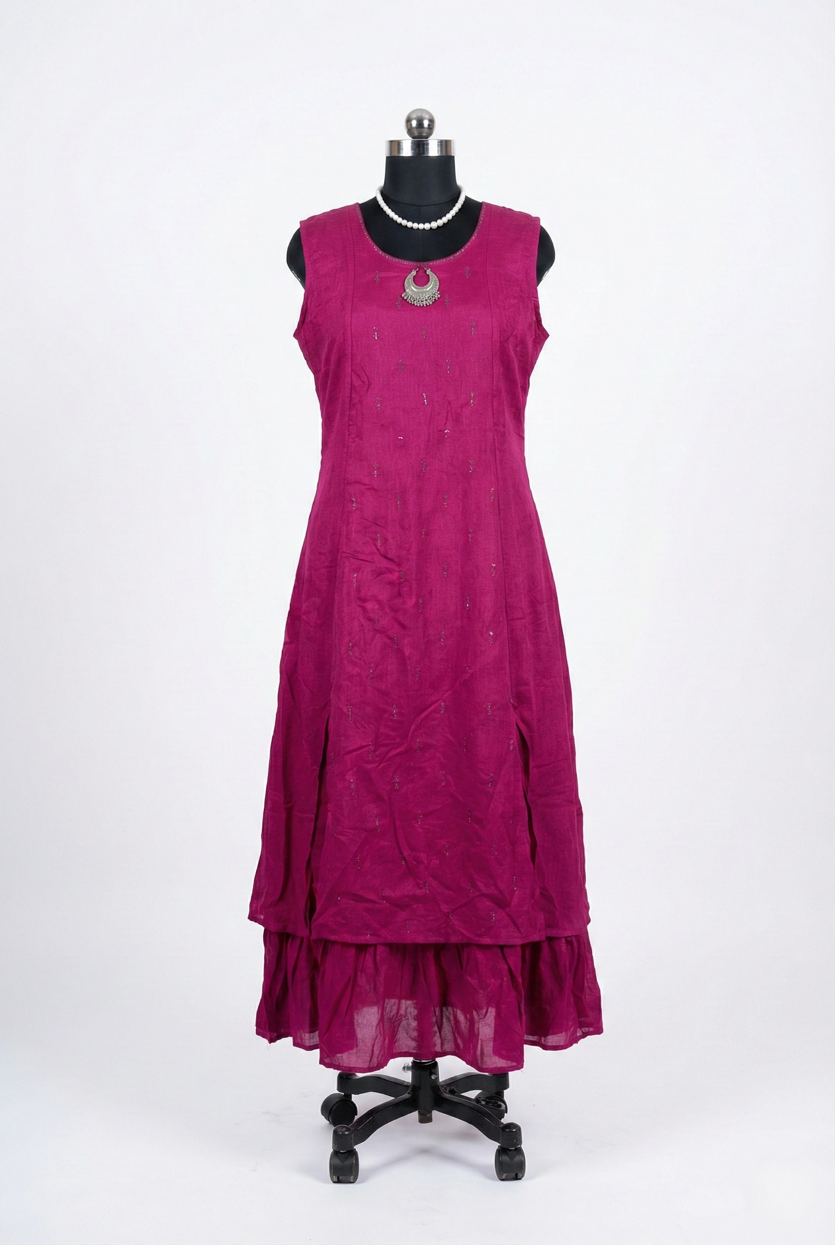 Magenta Double Layered Frock Model Kurti