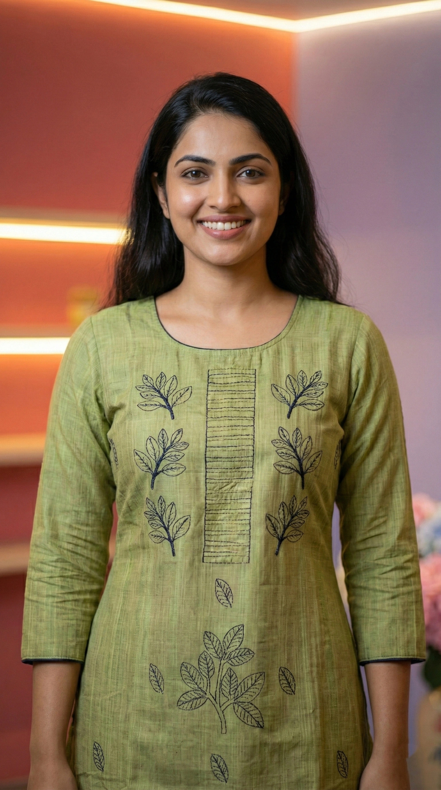 Slub Silk Light Green Churidar Set with Chudi Bottom