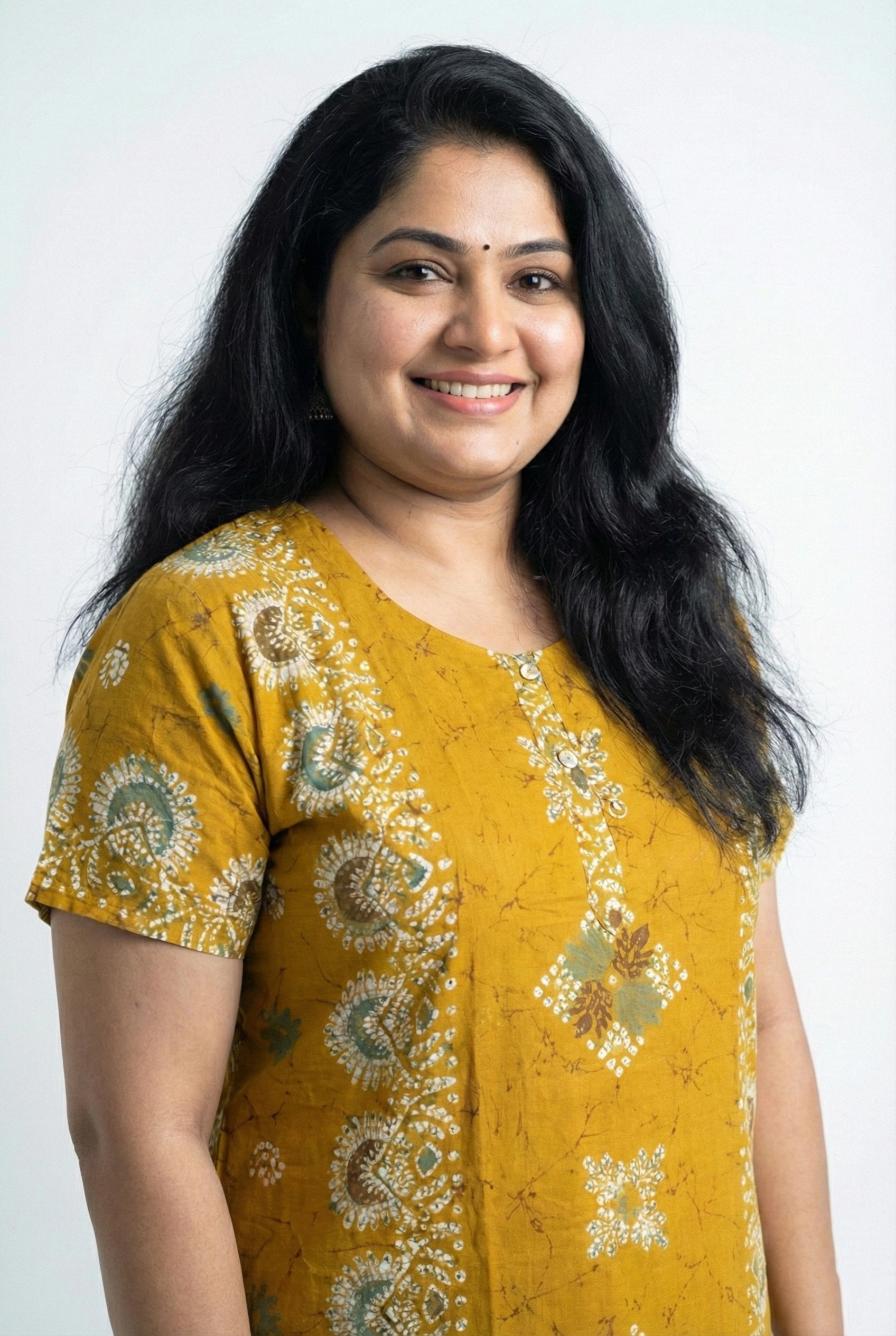 Printed Mustard Yellow Cotton Churidar Cut Nighty