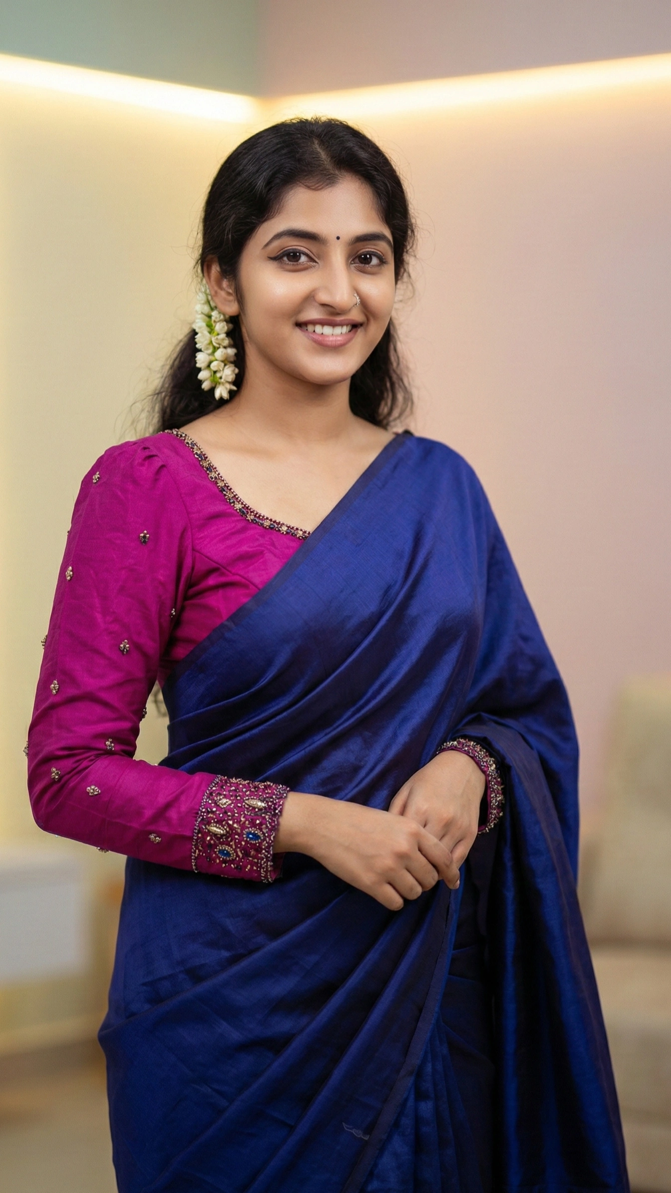 Bead Work on Saree-Blouse