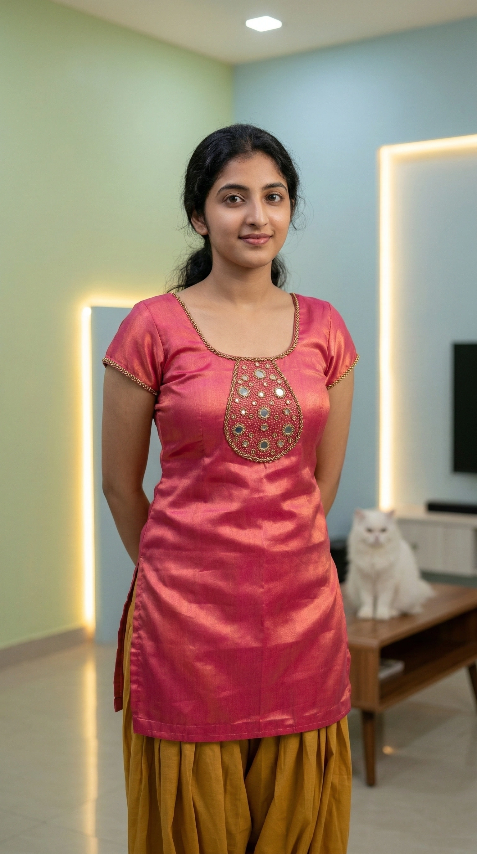 Mirror and Bead Work on Kurti