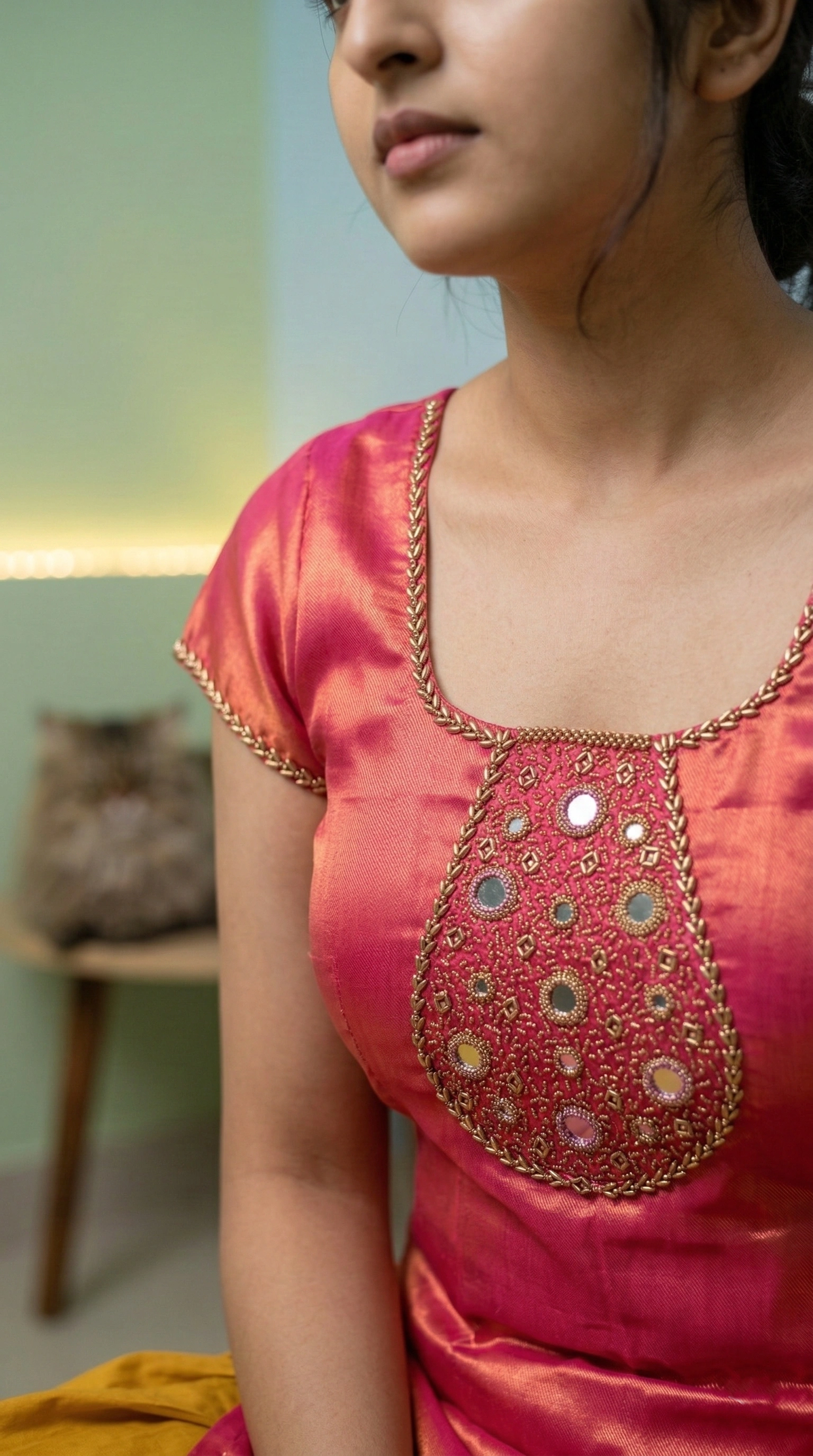 Mirror and Bead Work on Kurti