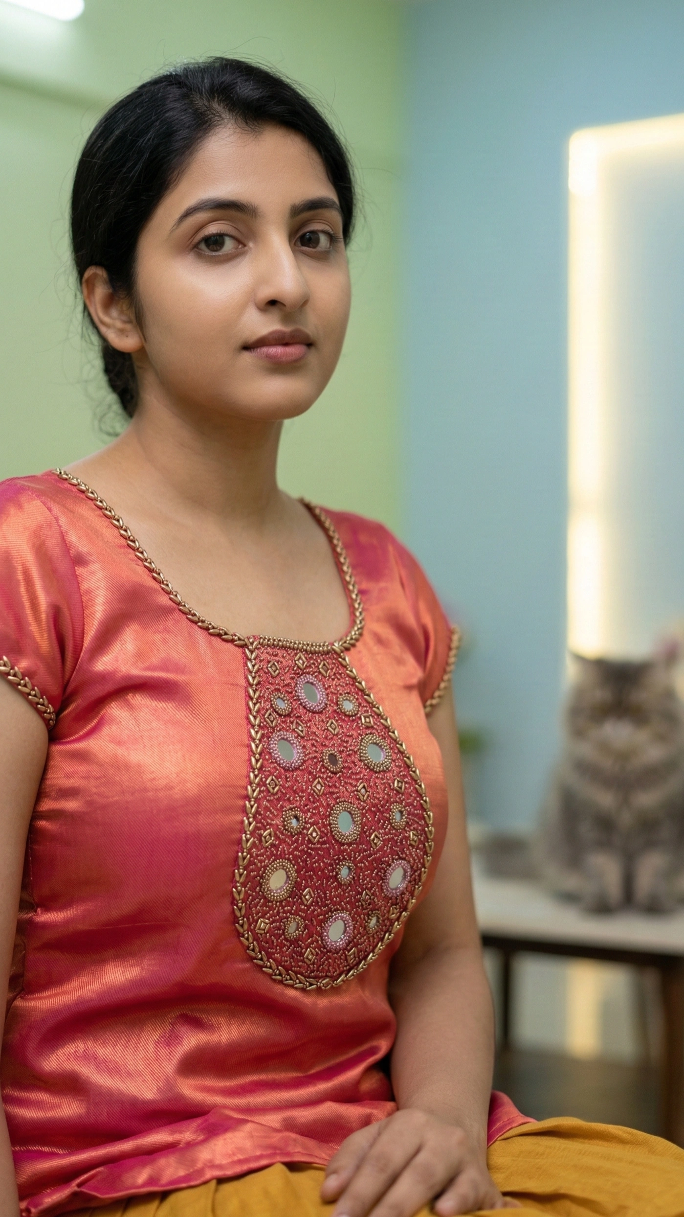 Mirror and Bead Work on Kurti