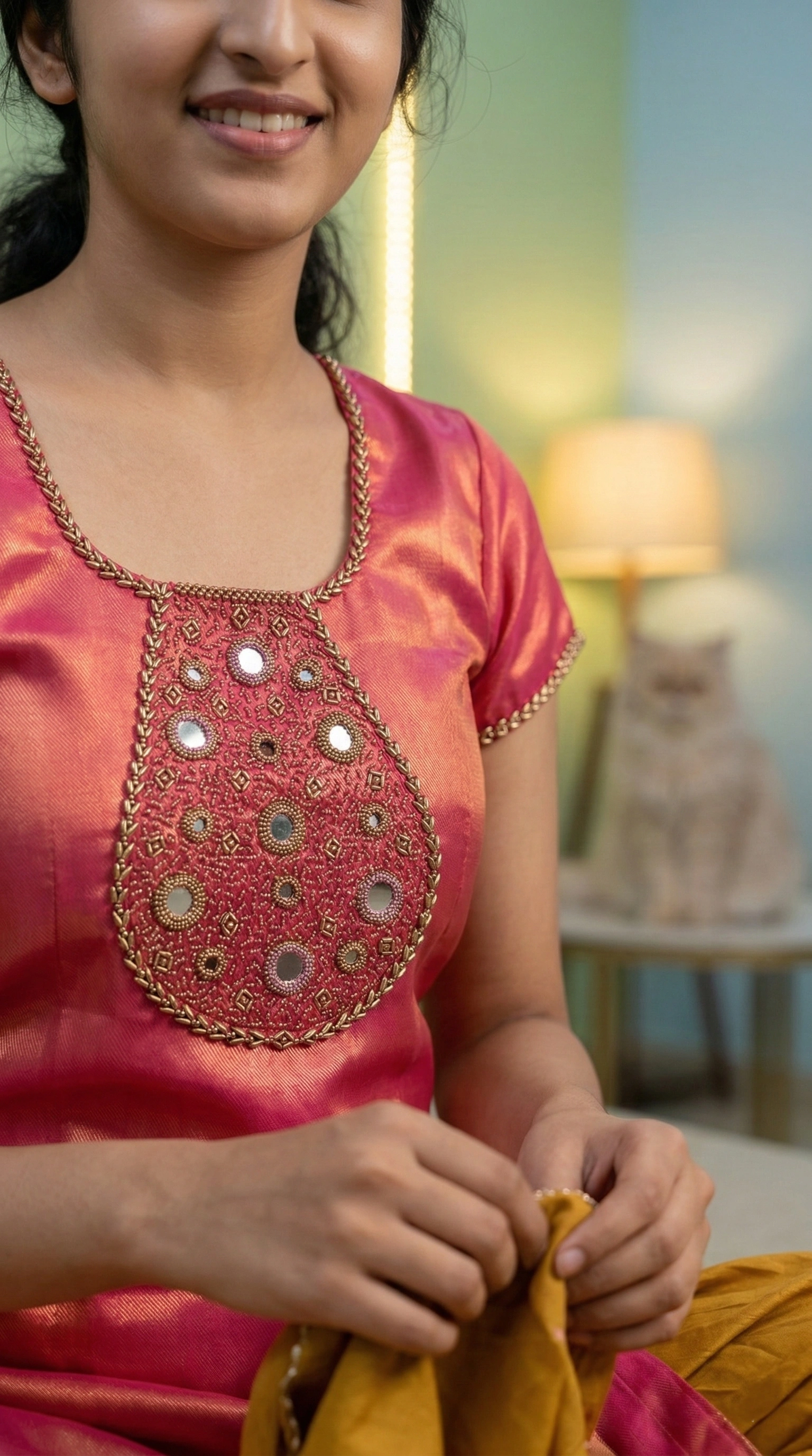 Mirror and Bead Work on Kurti