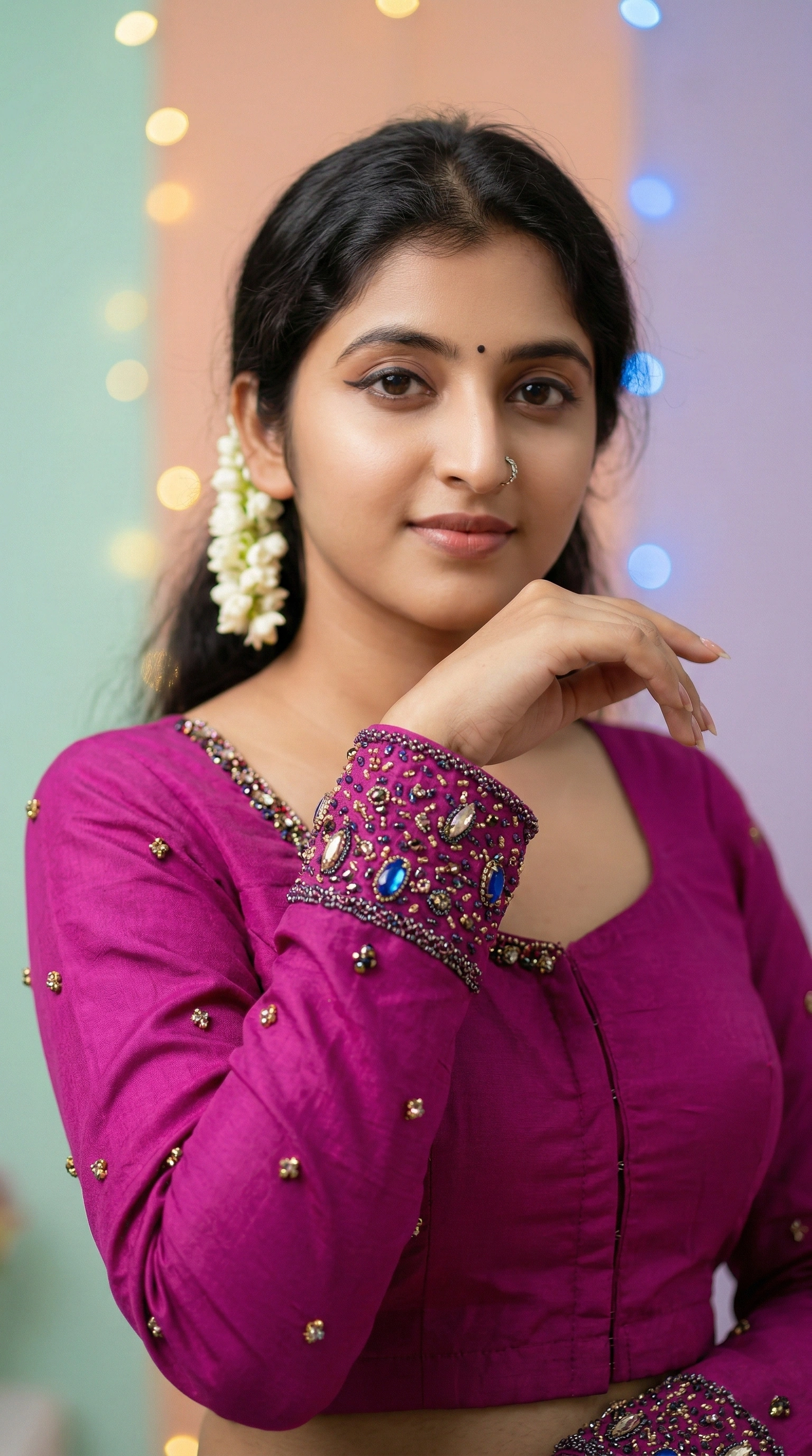 Bead Work on Saree-Blouse