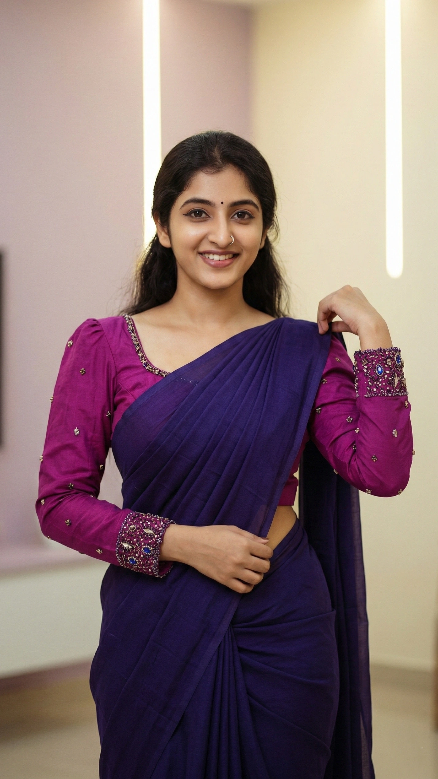 Bead Work on Saree-Blouse