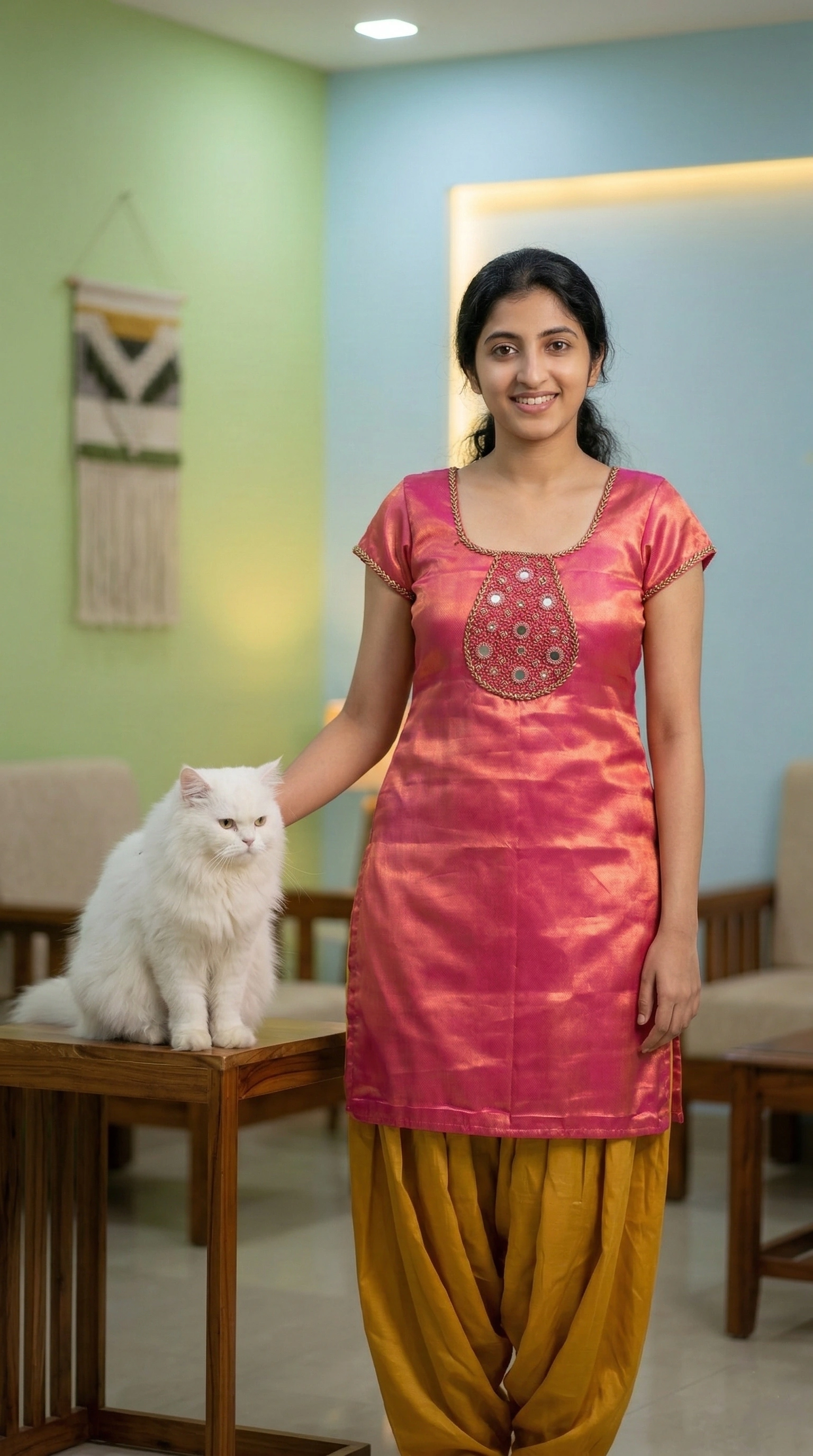 Mirror and Bead Work on Kurti