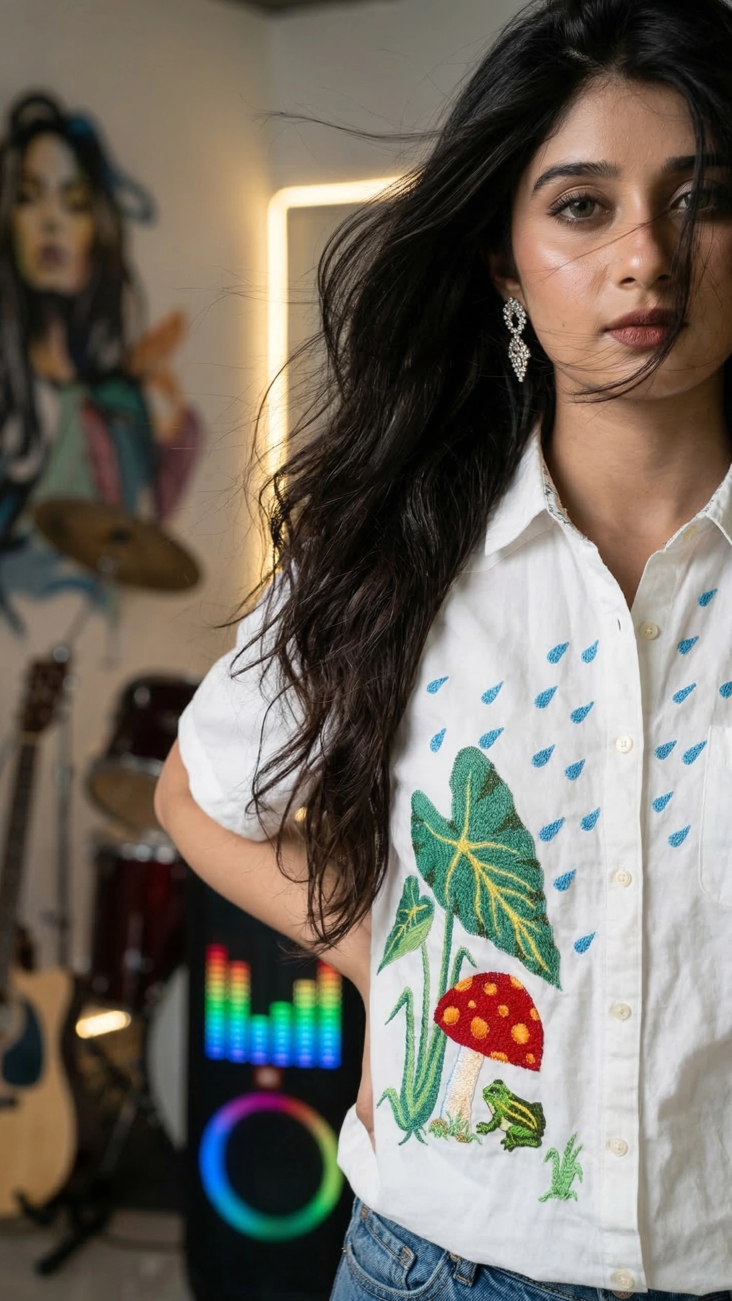 Frog and Mushroom in the Rain