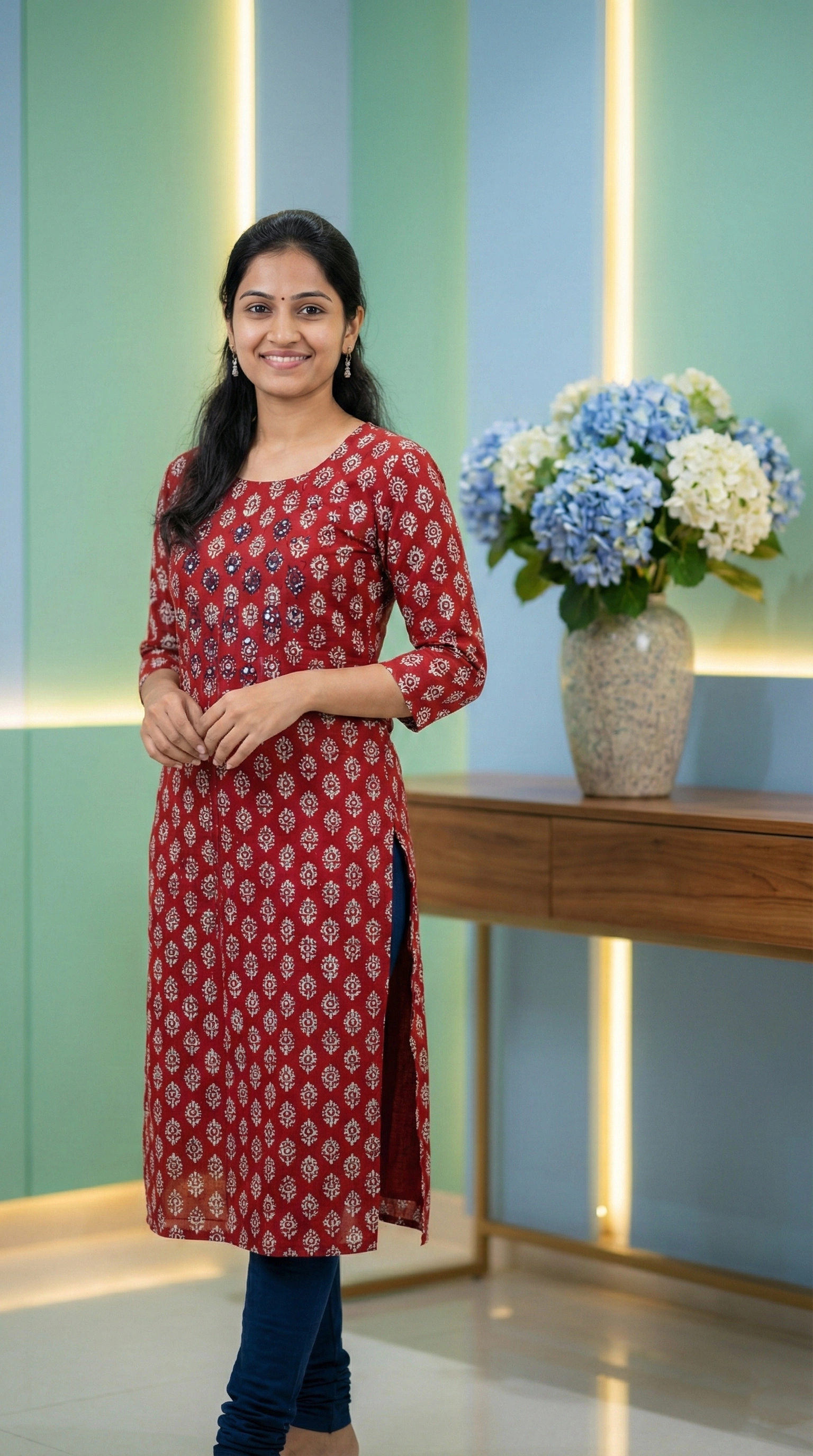 Printed Maroon Colour Cotton Top