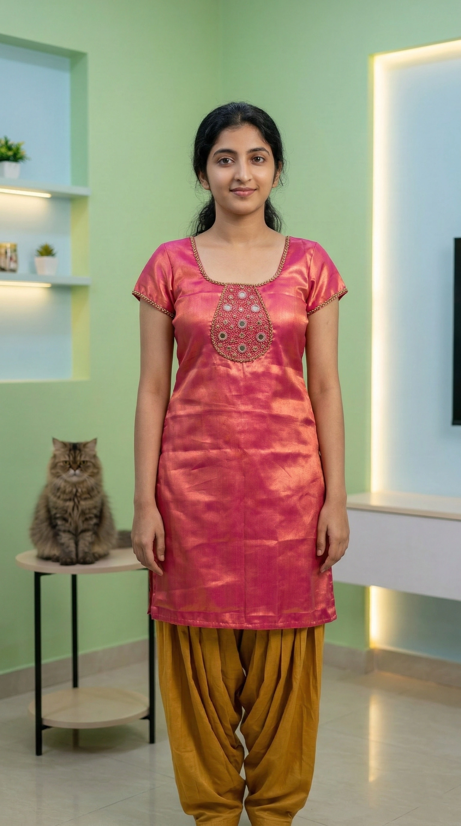 Mirror and Bead Work on Kurti