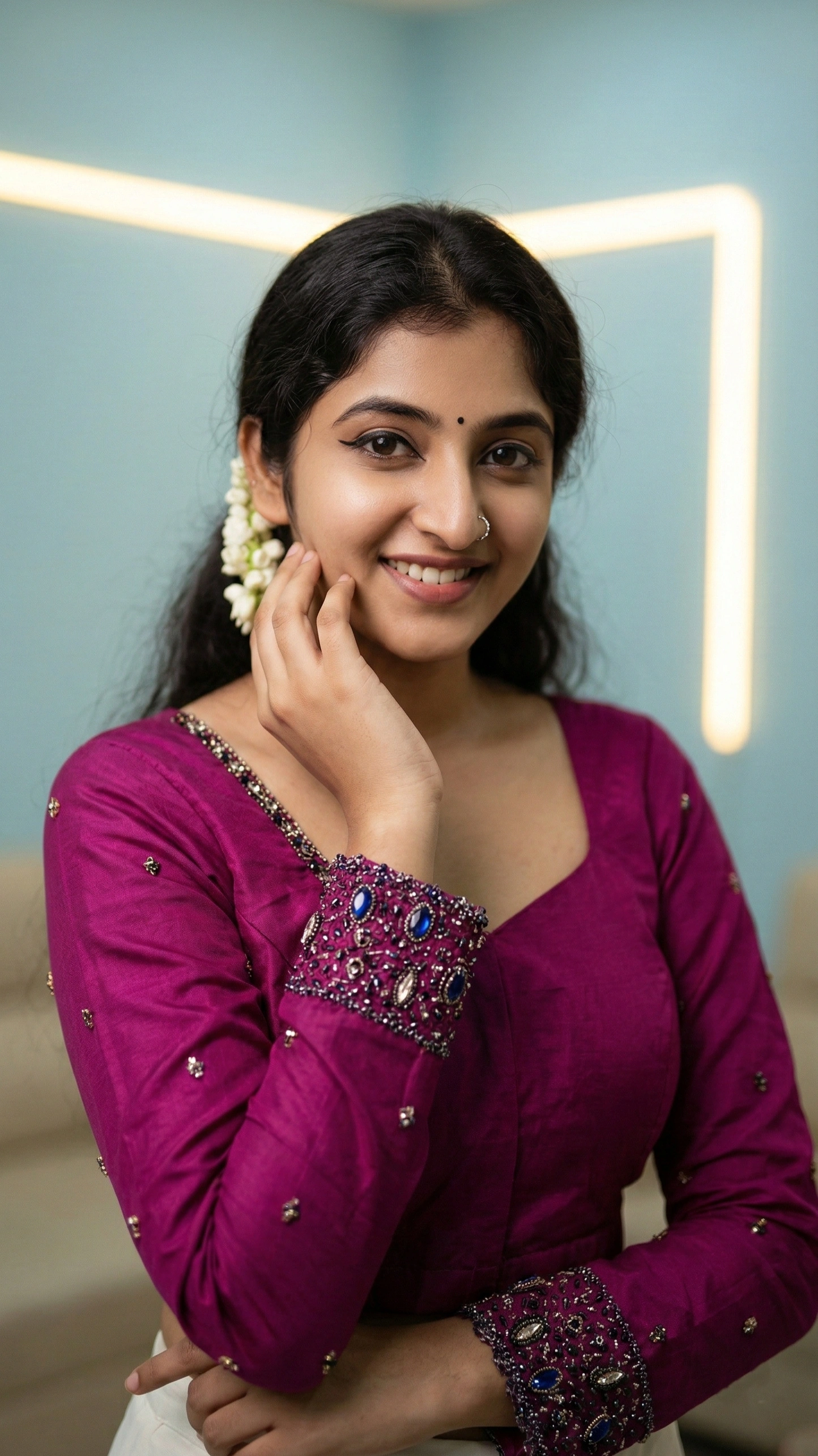 Bead Work on Saree-Blouse