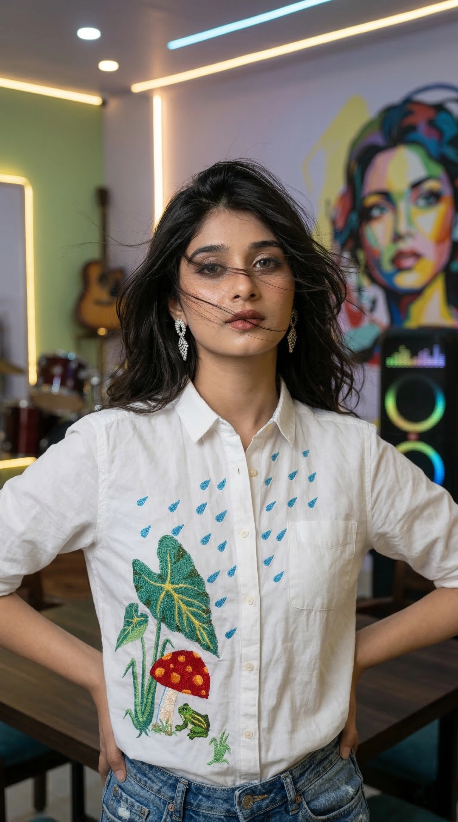 Frog and Mushroom in the Rain