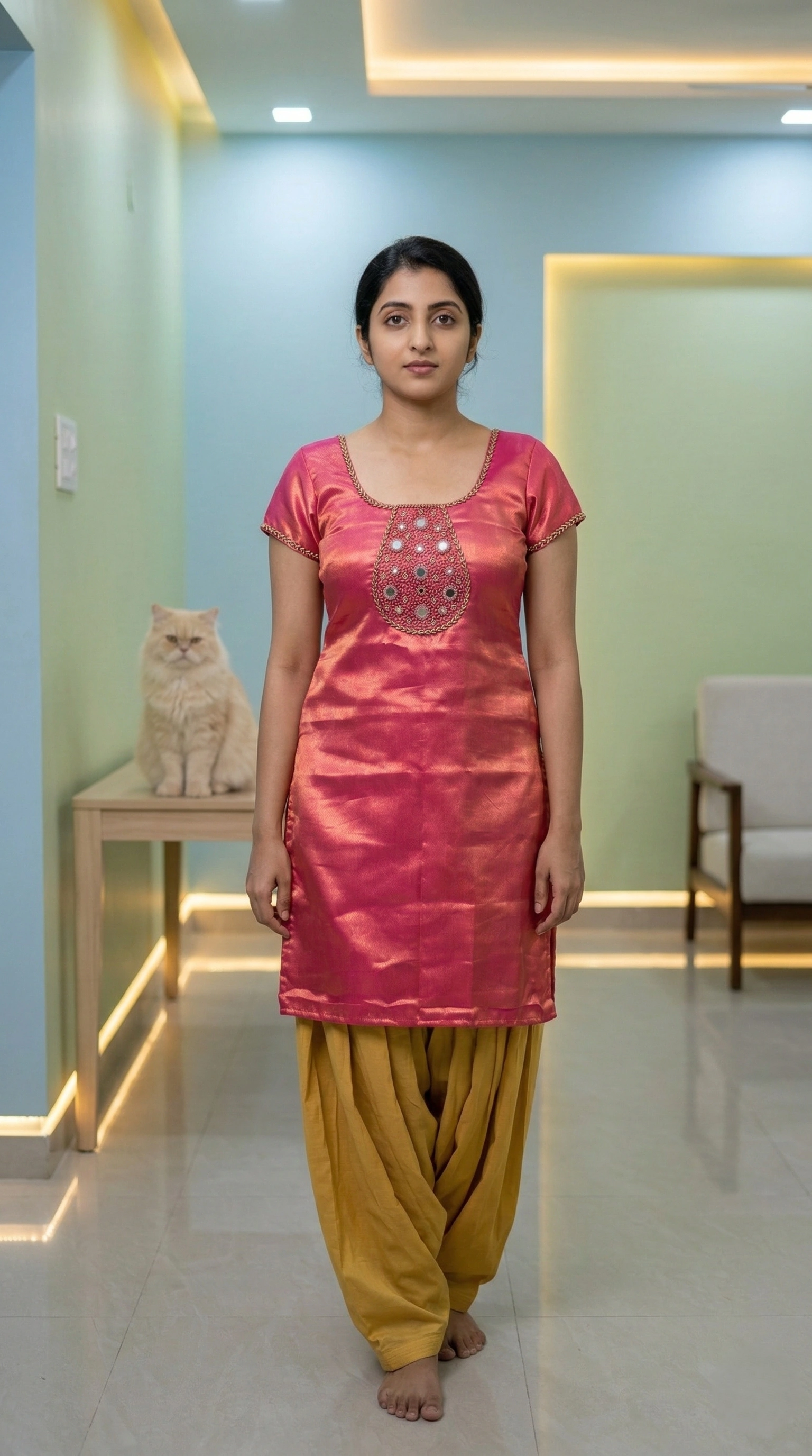 Mirror and Bead Work on Kurti