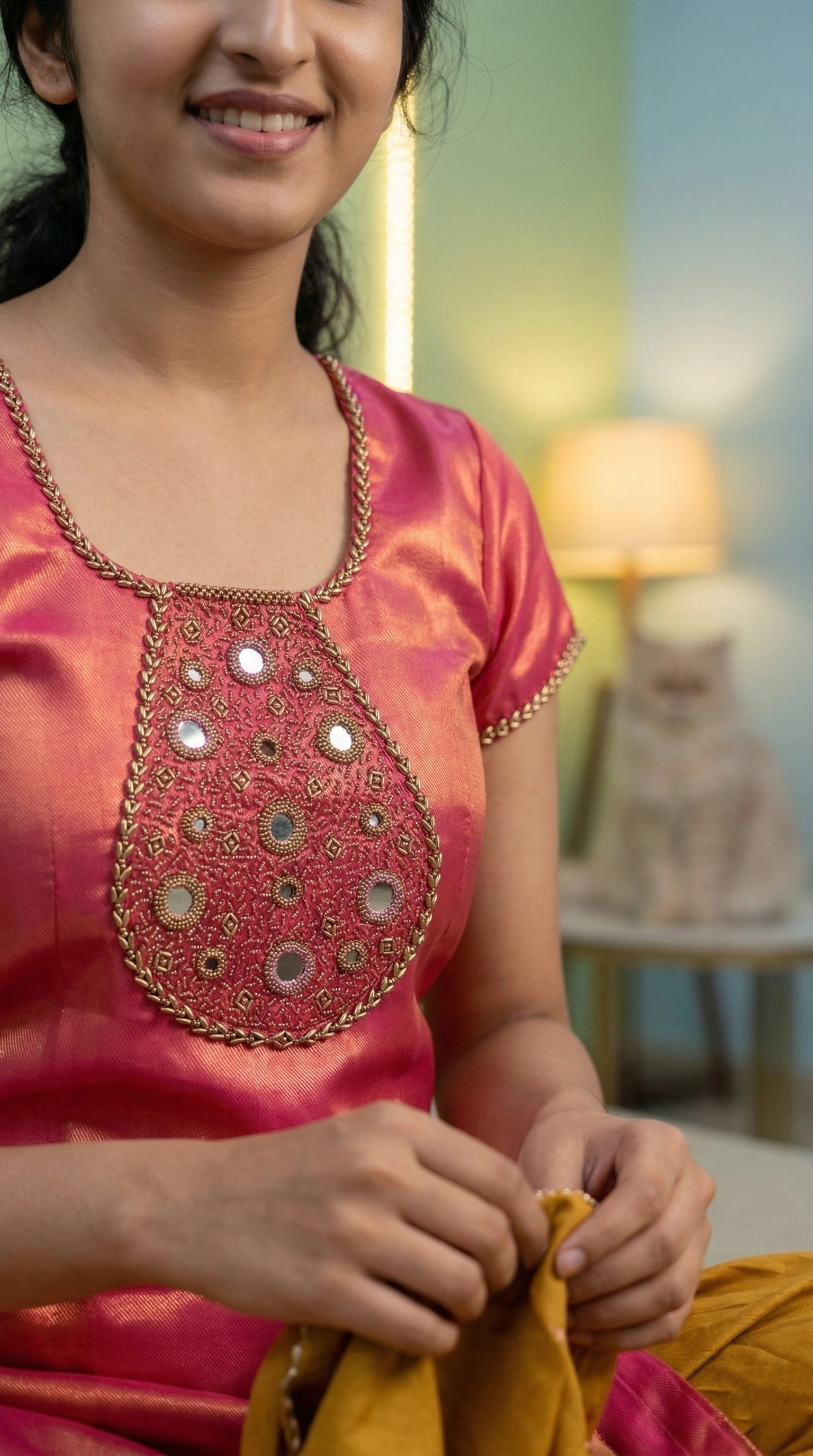 Mirror and Bead Work on Kurti