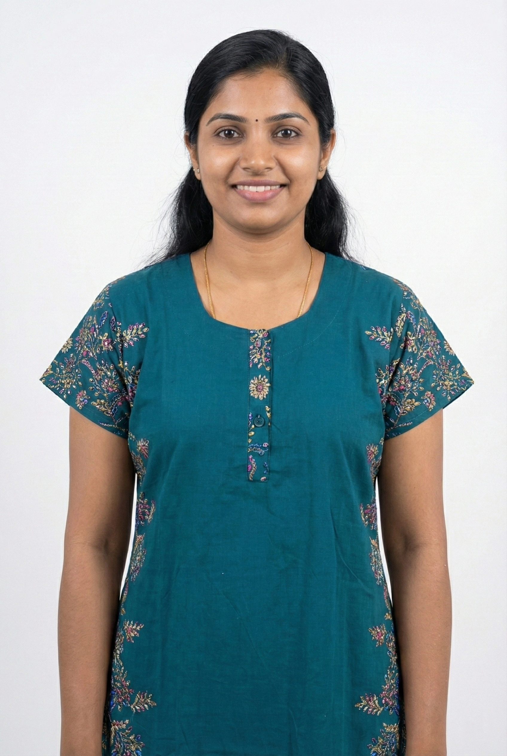 Printed Cotton Teal Churidar Cut Nighty