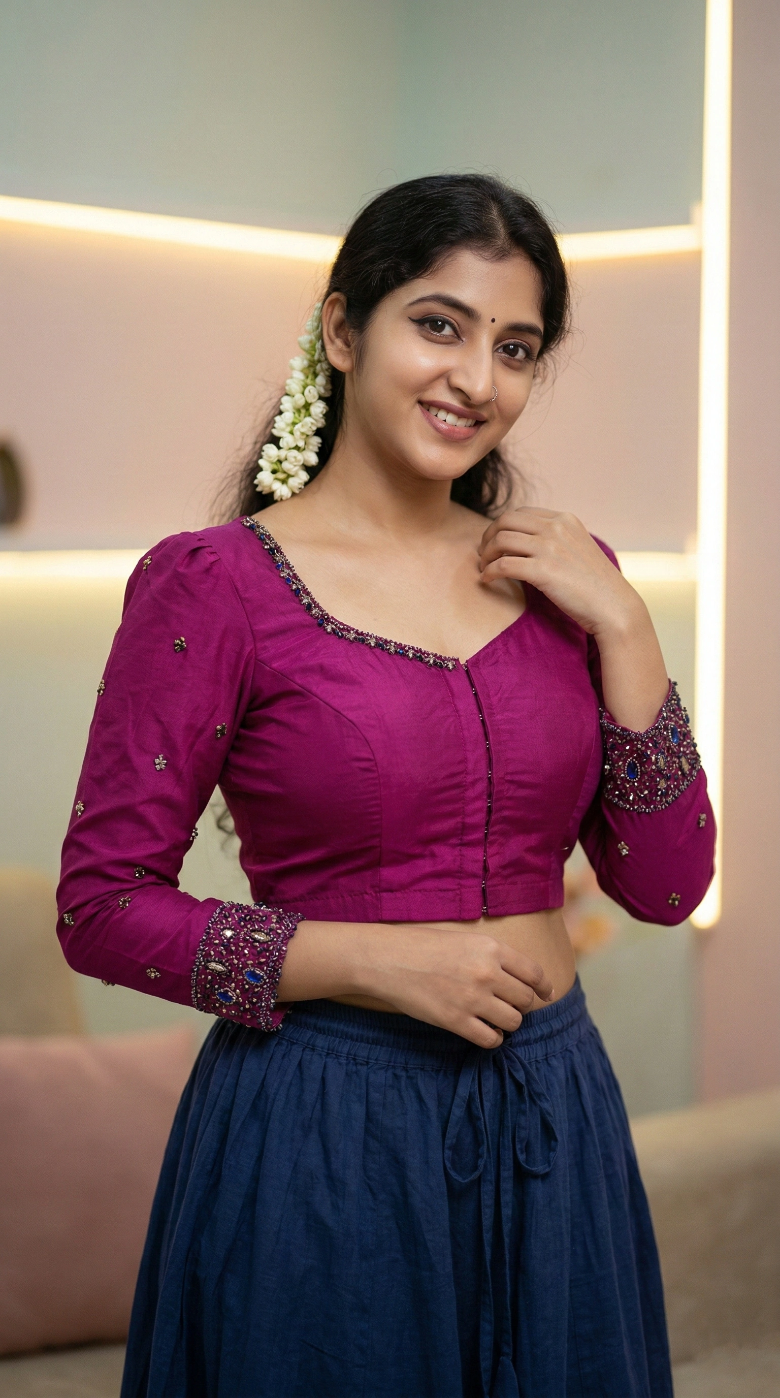 Bead Work on Saree-Blouse