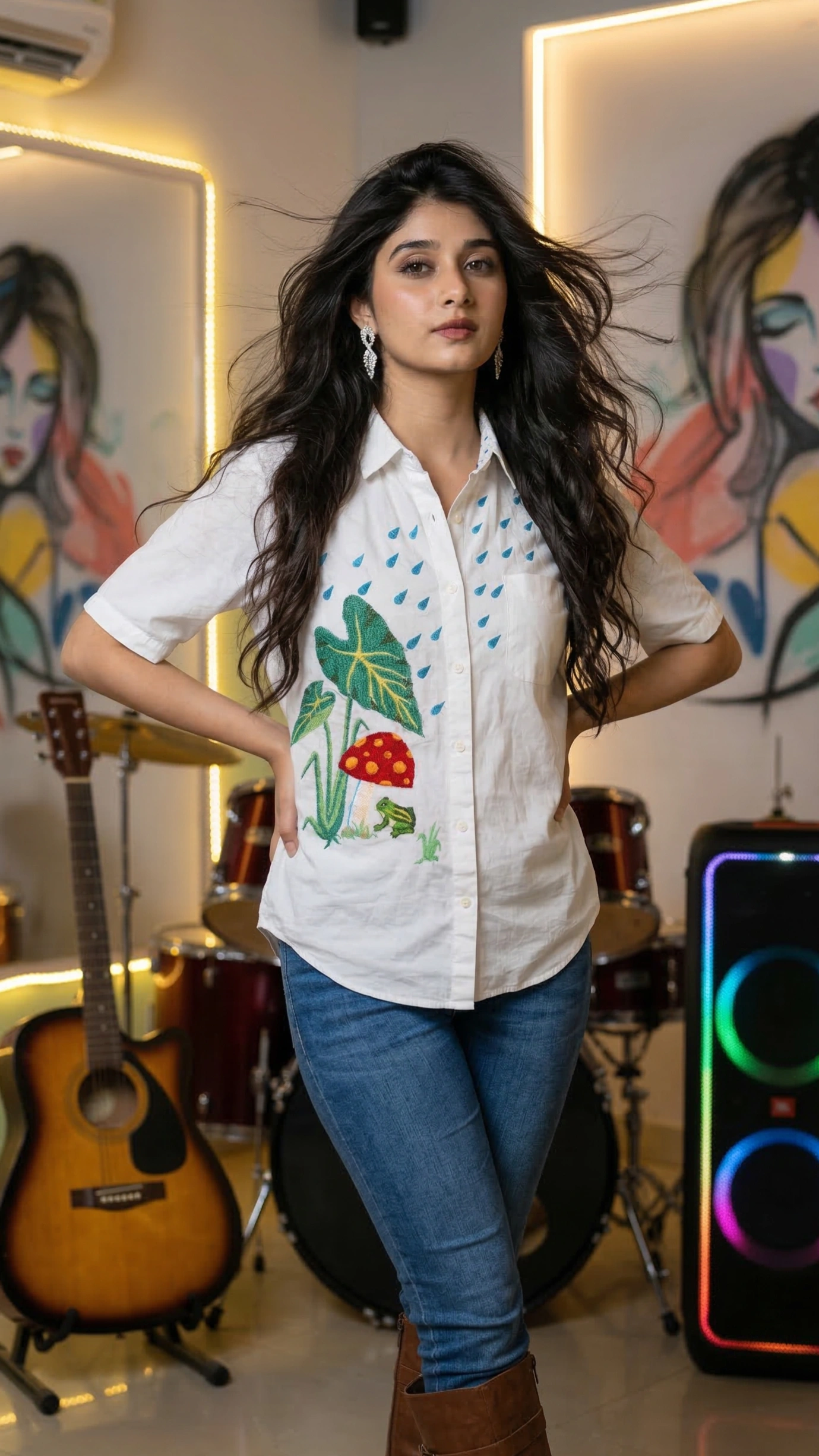 Frog and Mushroom in the Rain