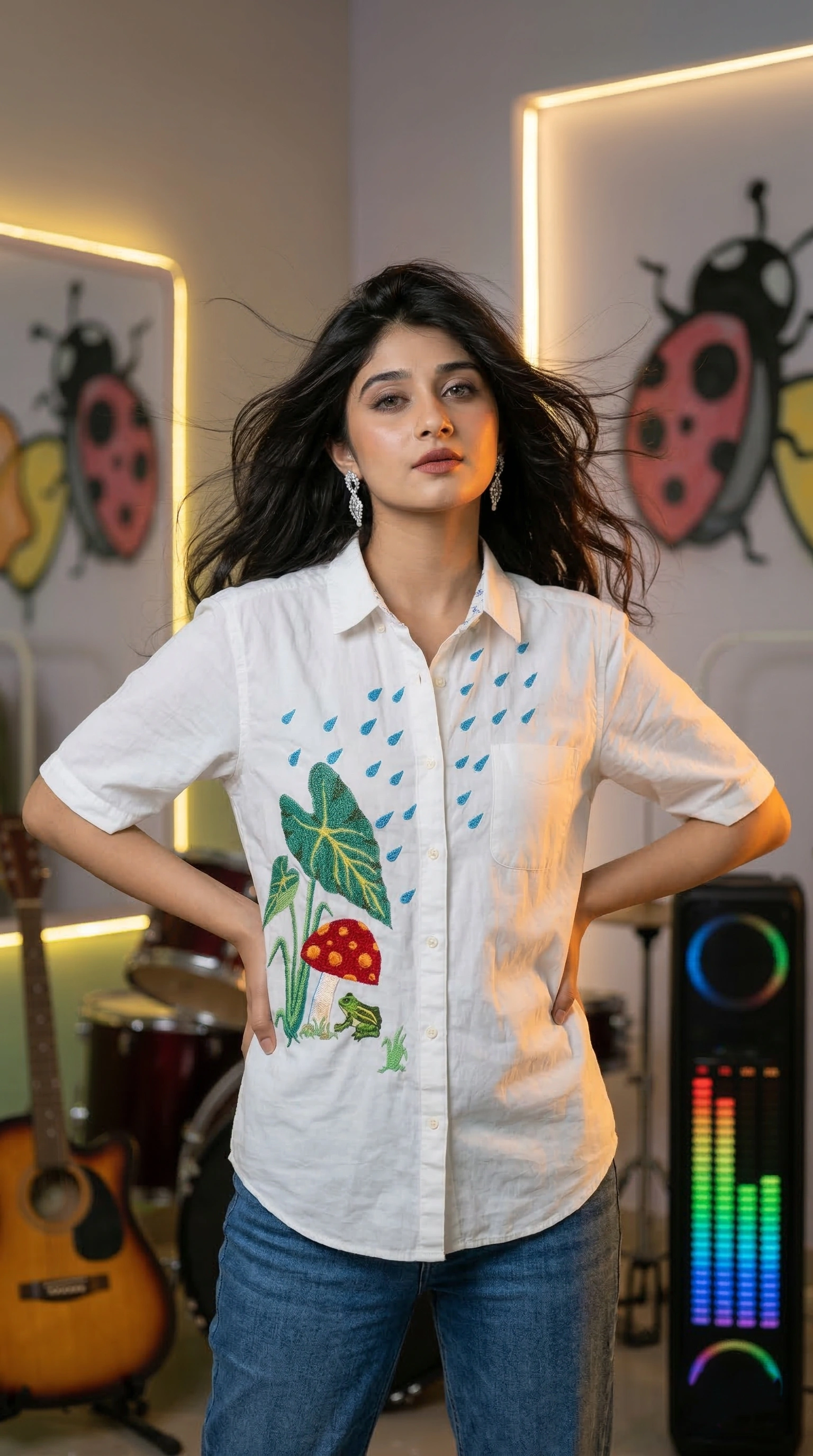 Frog and Mushroom in the Rain