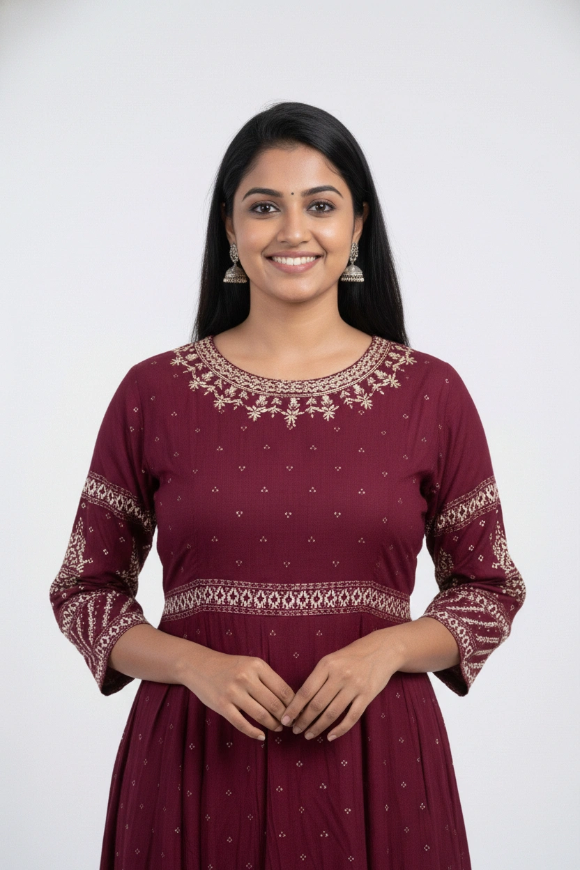 Burgundy Cotton Gown