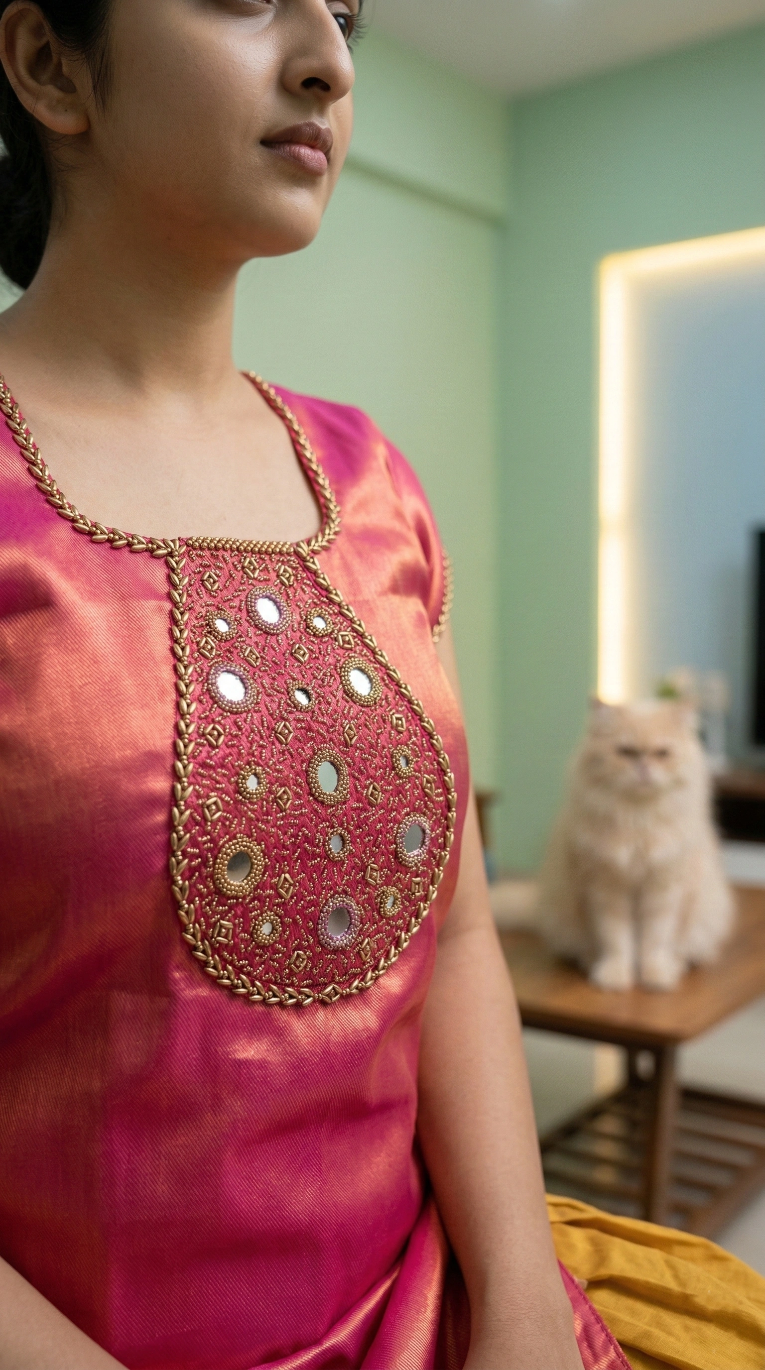Mirror and Bead Work on Kurti